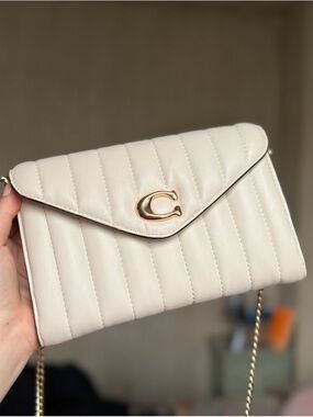 Coach Tammie Clutch Quilted Crossbody in Ivory Cream with Gold Hardware